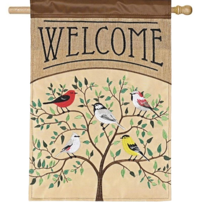 Birds In Tree House Flag